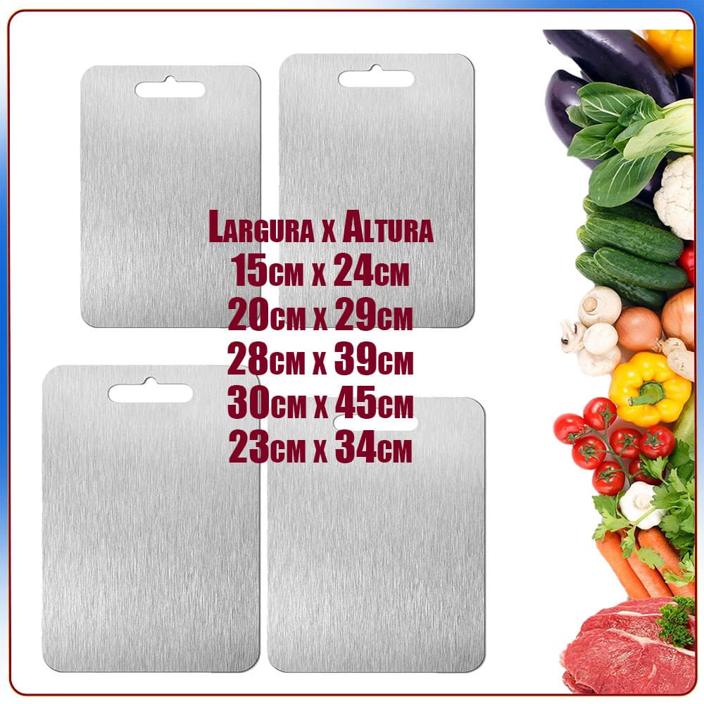 Tábua de corte dupla face em aço inoxidável para alimentos Tábua de corte para carne e produtos hortícolas multi-tamanho