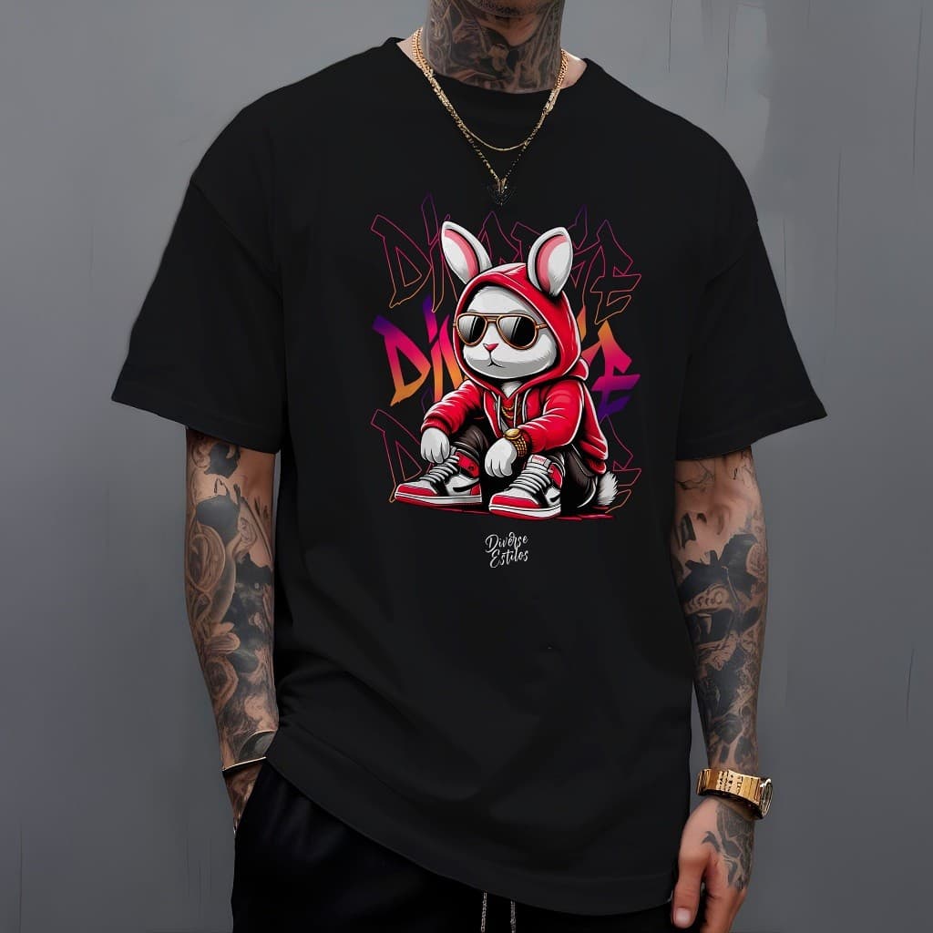 Camiseta Bunny Street Wear Unissex Camisa 100% Algodão Premium
