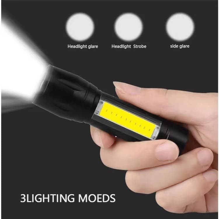 Mini Lanterna Tática Com Led E Zoom Recarregável Usb