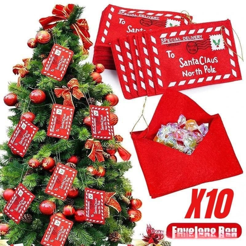3/5/10 Pçs Envelopes De Feltro Do Papai Noel Bordado Carta De Natal Decoração Saco De Doces Para Presentes Crianças Árvo