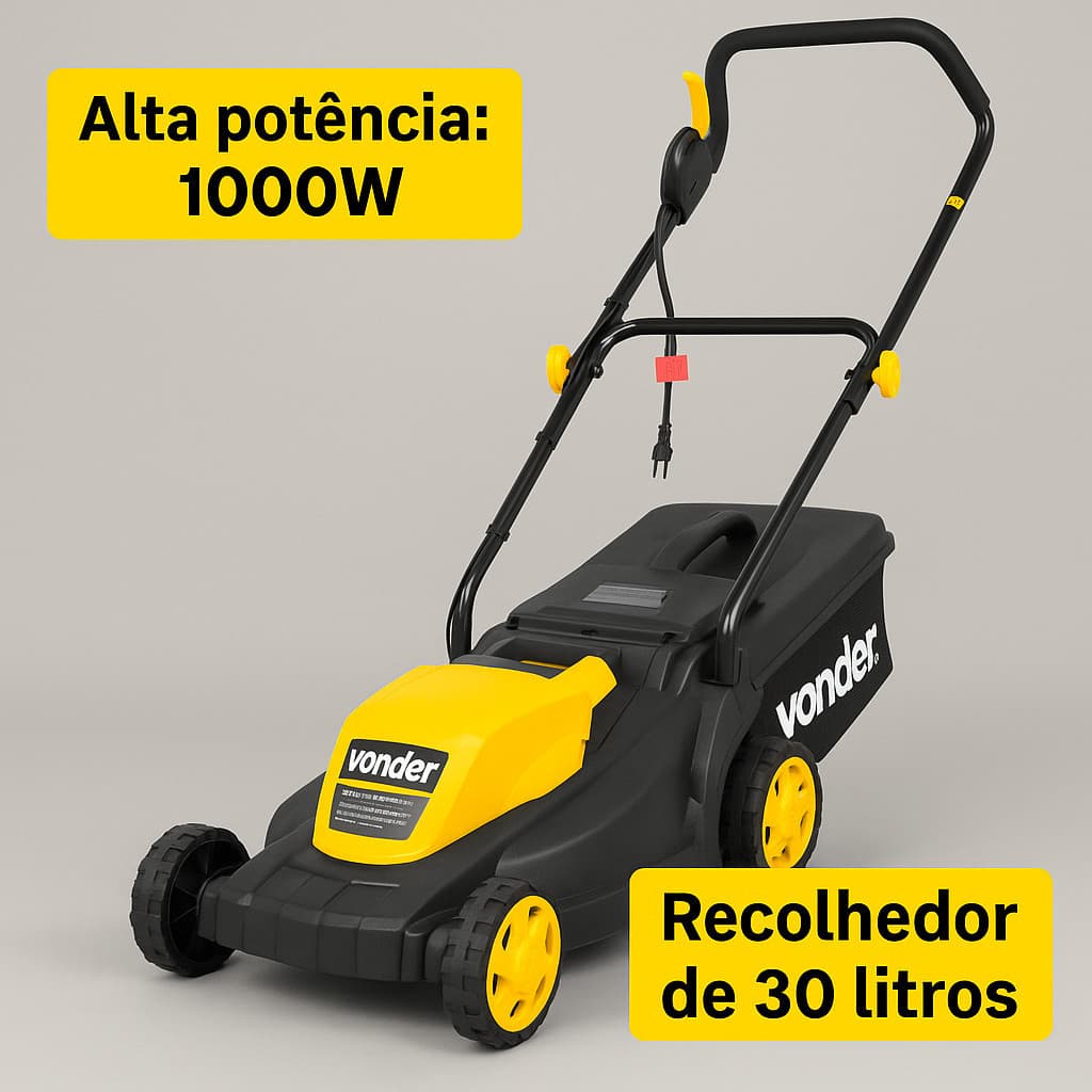 Máquina de Cortar Grama com Recolhedor, Cortador Elétrico, 1.000 W - VONDER