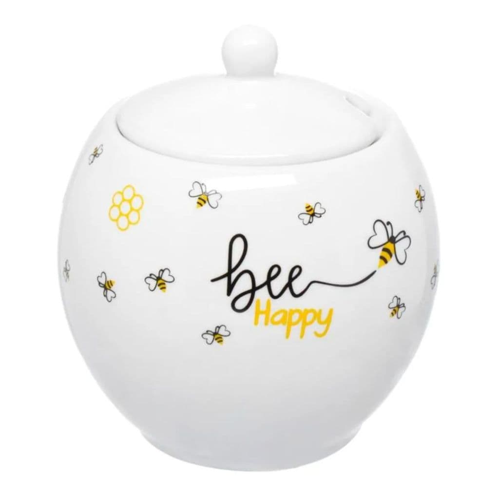 Açucareiro Porcelana 350ml Com Tampa E Colher Hauskraft