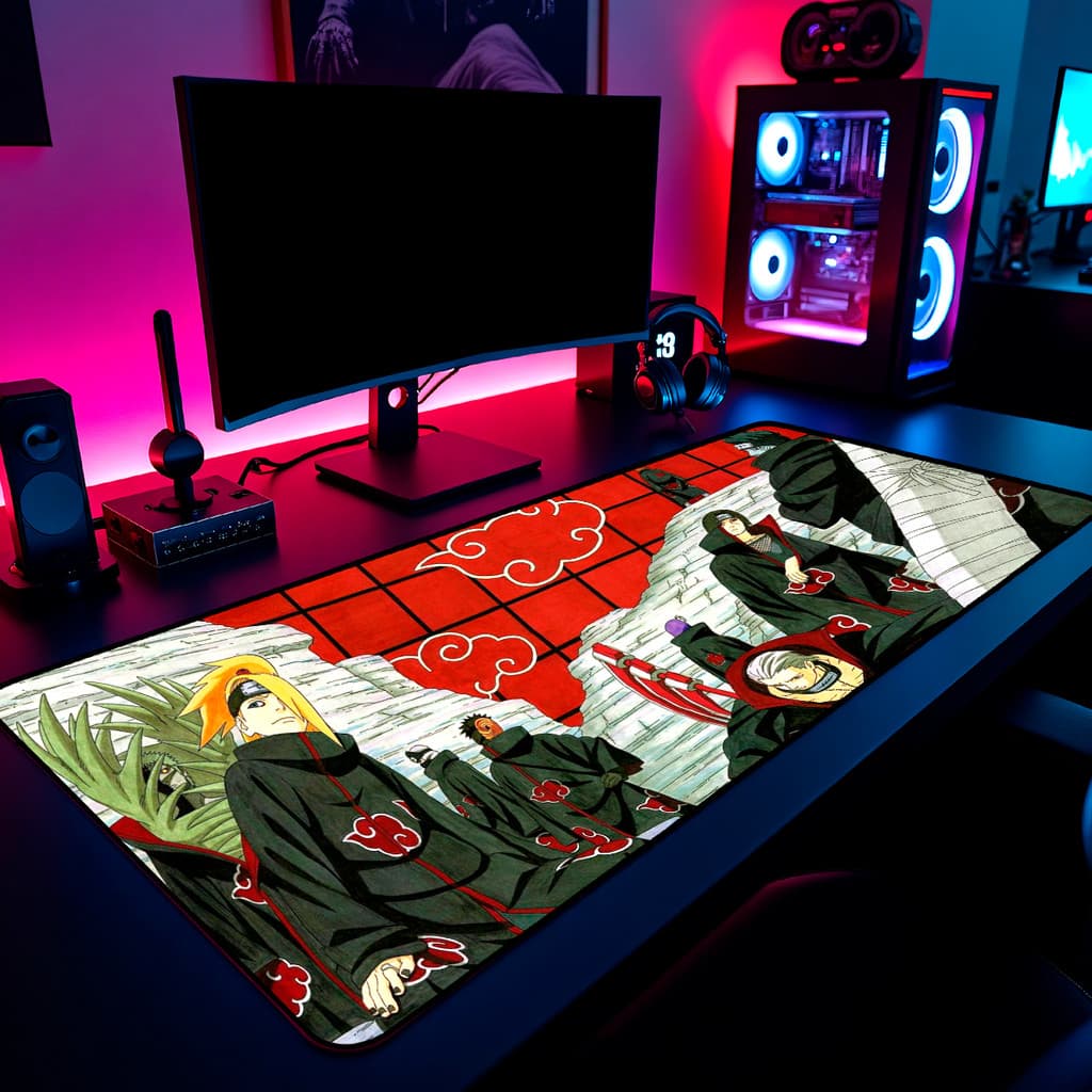 Mouse Pad Gamer Naruto Akatsuki 65x30cm / 80x40cm / 90x50cm / 120x60cm / Borda Costurada