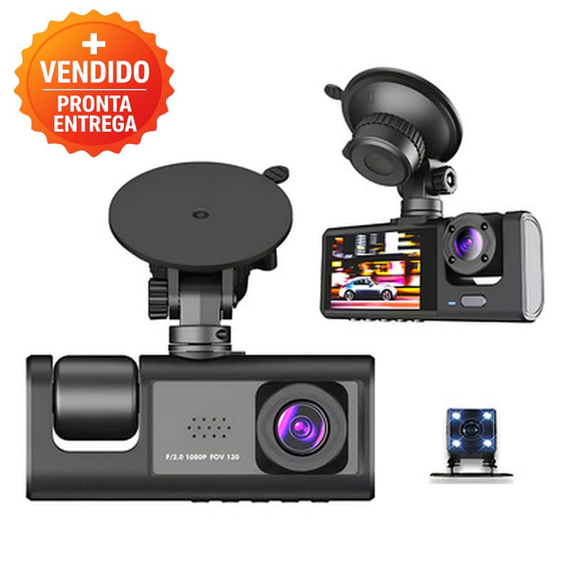 Câmera Veicular Carro Uber 99 DVR 1080P Full HD Tela LCD e Câmera Traseira com Visão Noturna