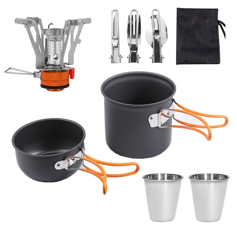 Conjunto de panela de acampamento ultraleve dobrável único ao ar livre conjunto de panela de fogão de acampamento portát