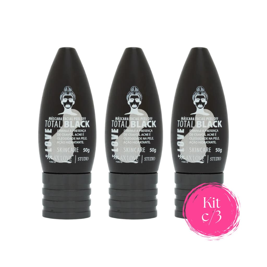 Kit Máscara Facial Max Love Peel Off Black Com 3 Unidades