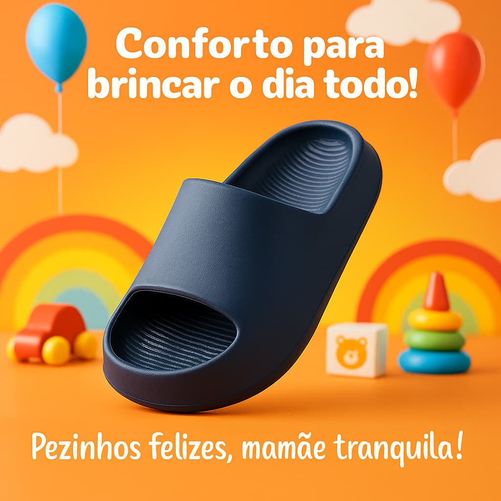 Chinelo Slide Infantil do 26 ao 33 Leve Macio Antiderrapante e Fácil de Calçar