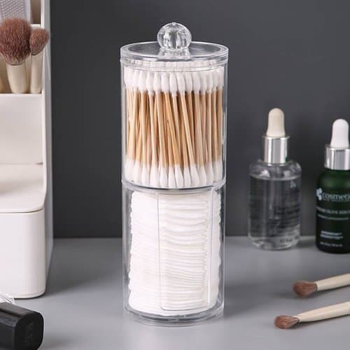 Suporte Organizador Porta Disco Algodao Compacto Transparente Pratico Facil Armazenamento Higienico Banheiro