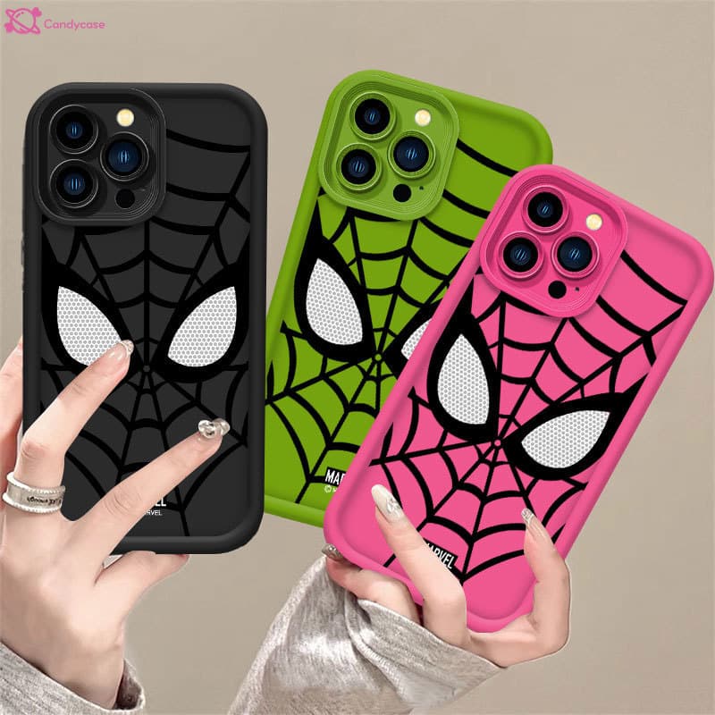 Capa Para iPhone 17 16 15 14 13 12 11 Pro Max Plus Air XR De Silicone Anti-Queda Homem-Aranha Softcase Doces