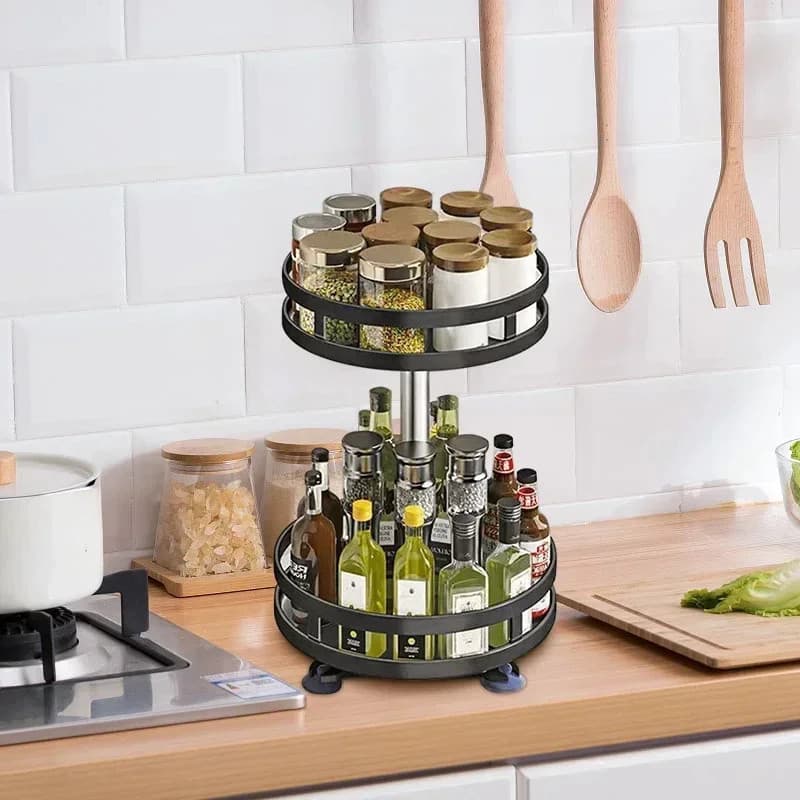 Organizador Condimentos Tempero Suporte Rack Estante Prateleira Giratório Produto Banheiro Cozinha