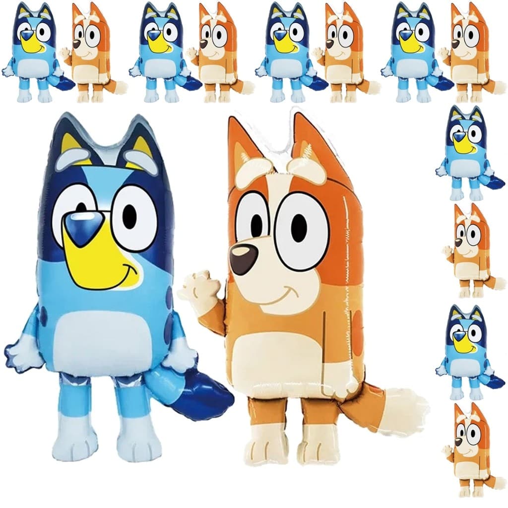 Balão Bluey e Bingo Desenho Balões Metalizados 4~12un Decoração Festa Aniversario Cachorros Pets
