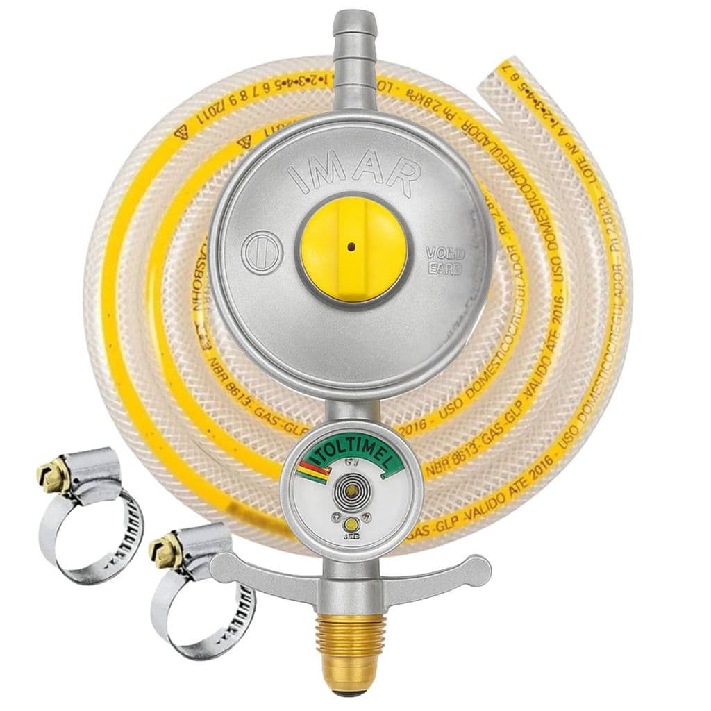 Regulador Gás 2 kg Manômetro + Mangueira 1,25m Kit Completo