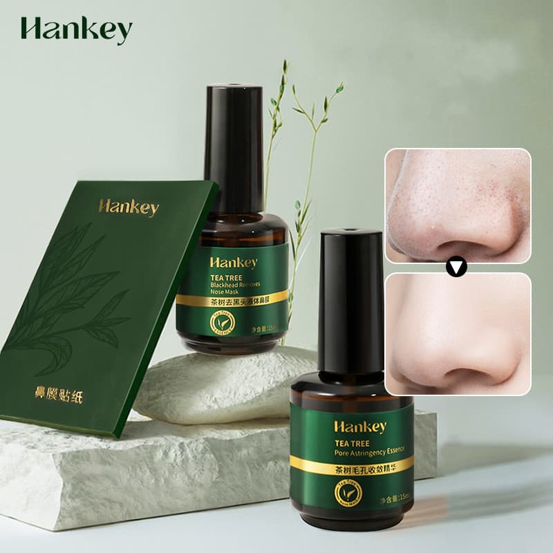 Conjunto de Essência para Remoção de Cravos Tea Tree - Máscara Removedora de Cravos + Sérum Redutor de Poros, Tratamento