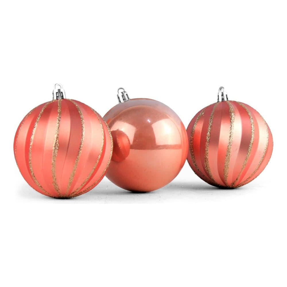 Kit 12 Bolas Para Arvore De Natal Rose Gold Arabesco 8cm