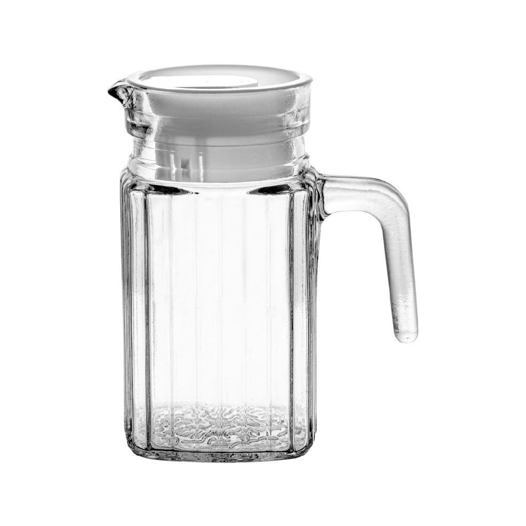 Jarra De Vidro Com Tampa Plástica 550ml Suco Água Bebidas Restaurante Hotel Pousada Garçom