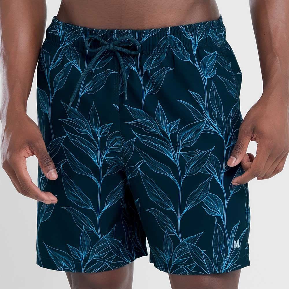 SHORTS ELASTANO COM ESTAMPA DE FOLHAGEM PLUS SIZE