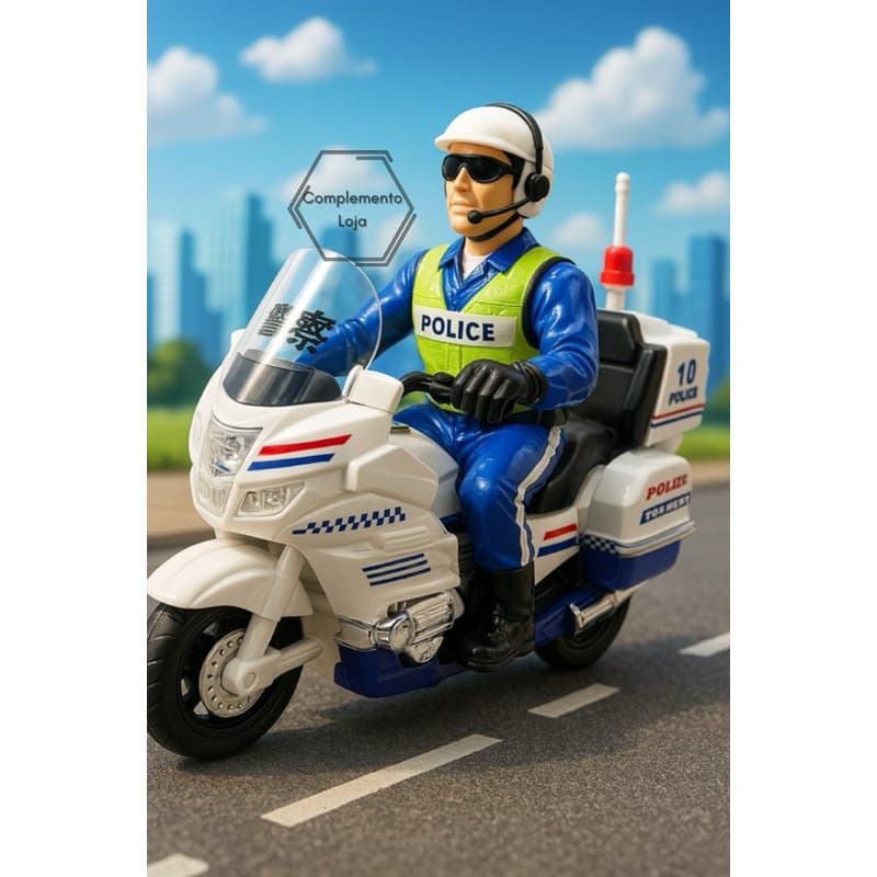 Moto Polícia Motocicleta Brinquedo com Sirene e Luzes Bate E Volta