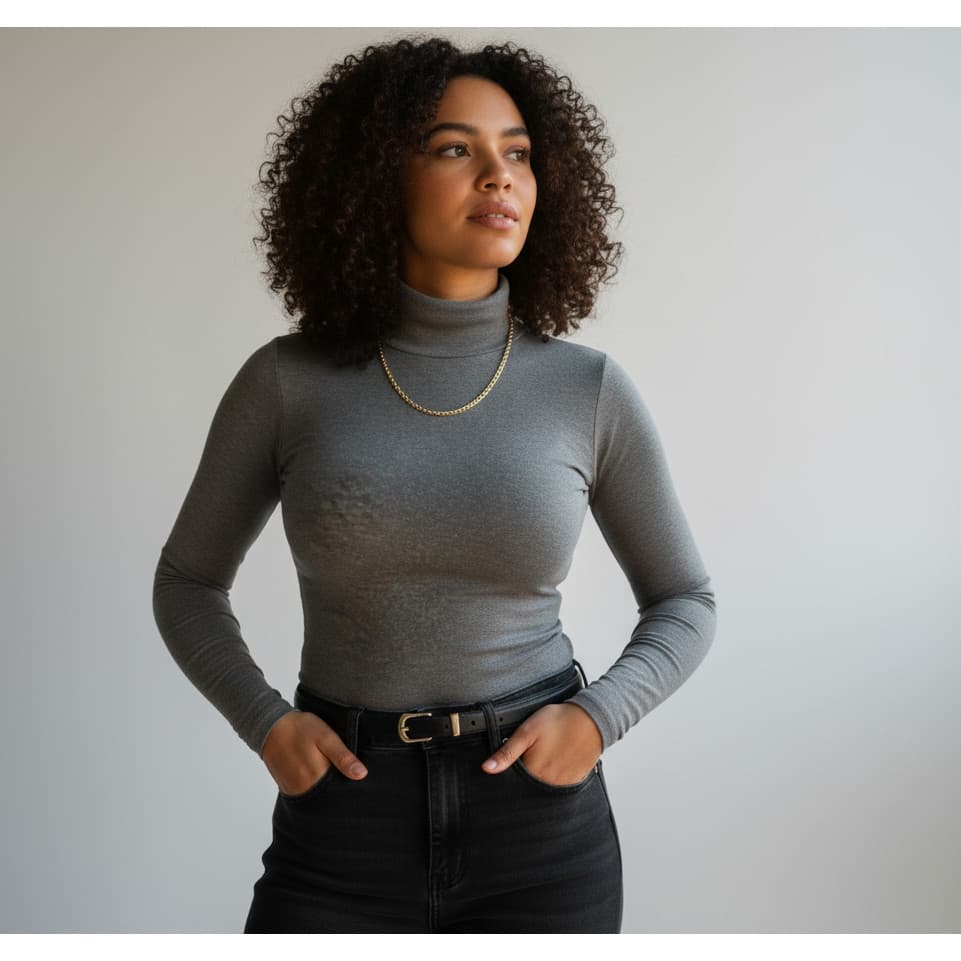 Kit 2 Blusa Feminina Cacharrel Segunda Pele Gola Alta Manga Longa