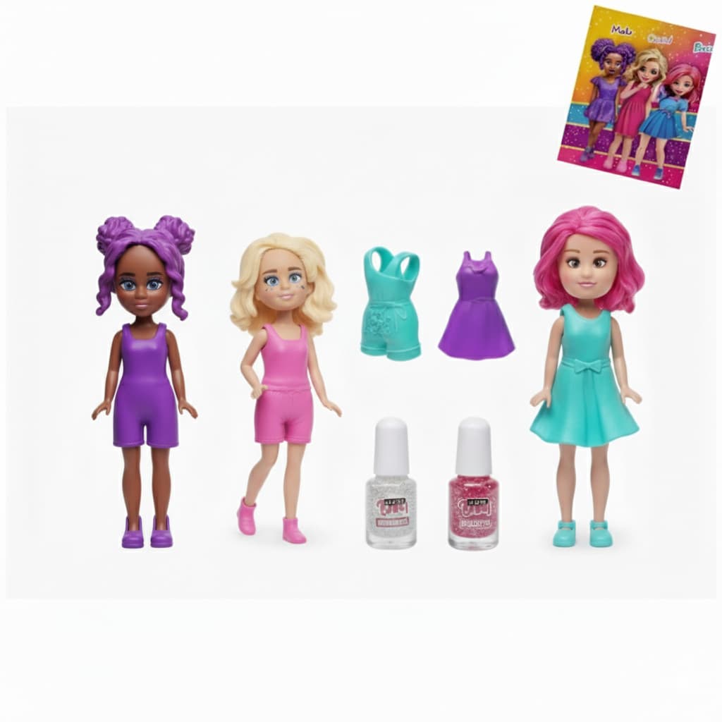 Boneca com Cheirinho Bonequinha mini friends esmalte e roupa surpresa dia da beleza colecionavel