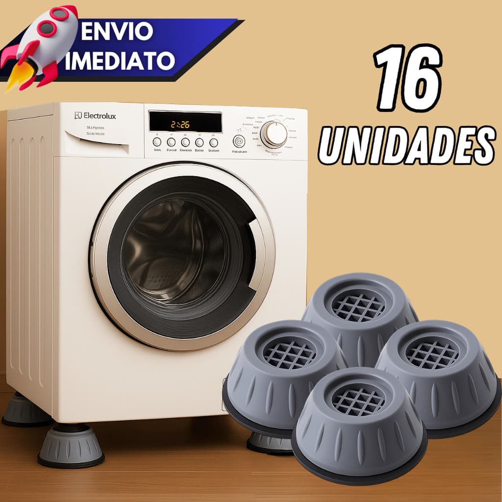 🏷️ Kit 4/8/12/16 Pés Suporte Anti Vibração HU54560 P/ Máquina de Lavar Geladeira Fogão Sofá Mesa