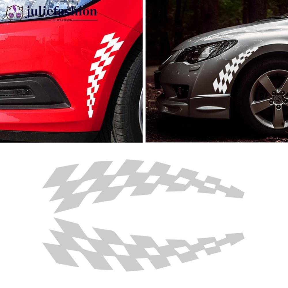 JULIEFASHION 2 Pcs Adesivos De Corrida Decalques De Carro De Veículo Roda Sobrancelha Bandeiras Xadrez Refletor De Segur