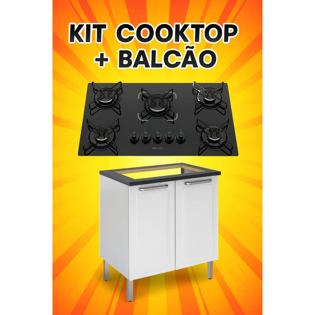 Kit Cozinha Completa Balcão para Cooktop Itatiaia Tarsila + Cooktop Essencial Bivolt