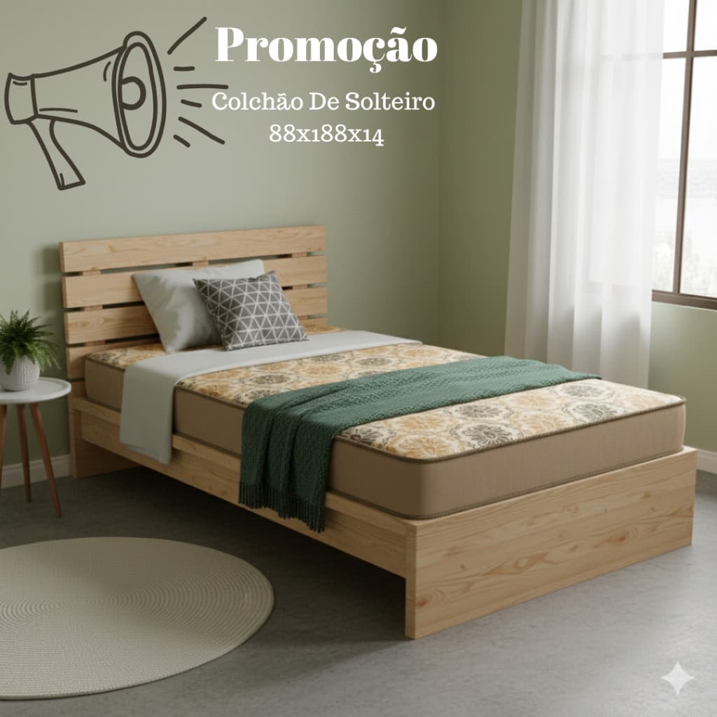 Colchão Solteiro D28 Espuma Alta Densidade 88x188x14cm Linha Premium Promoção.