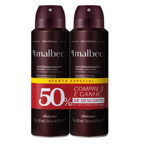 Malbec Desodorante Antitranspirante Aerosol 2x 75g - O Boticário