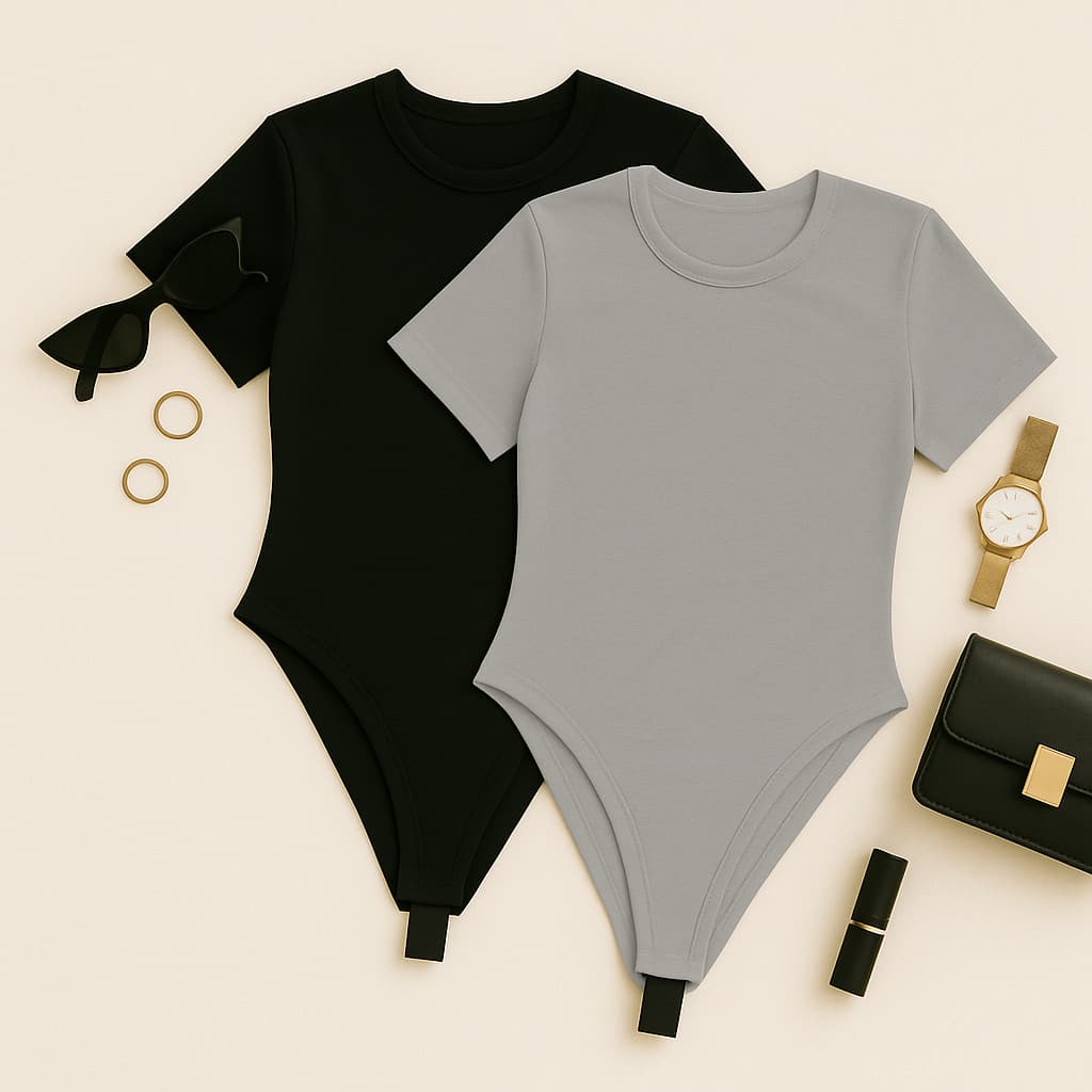 KIT 2 Body Feminino Manga Curta Suplex Sem Bojo Têndencia