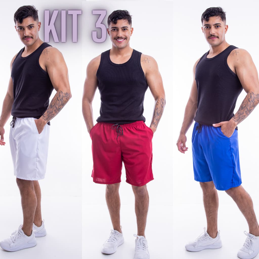 Kit Short Tactel Bermuda Masculina Mauricinho Kit Shorts Tectel Praia Short Masculino Liso