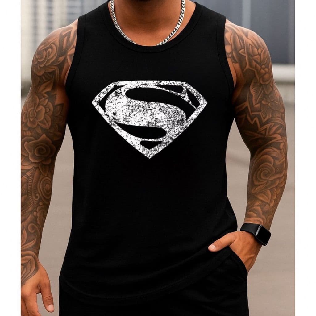 Regata Masculina Academia Estampa Super Man Roupa Masculina Camiseta Cavada