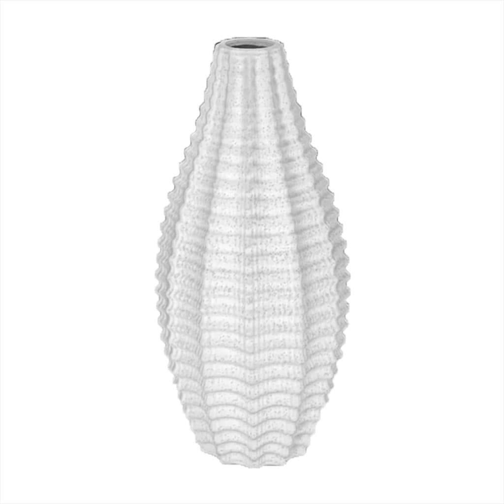 Vaso Ceramica 29Cm Texturado Decorativo Porta Flores Branco Plantas Artificiais