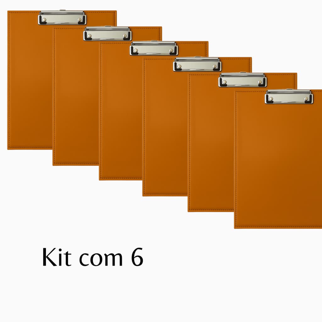 Kit 6 Pranchetas em Couro Sintético A4 Profissional Prancheta Elegante com Garra Metálica