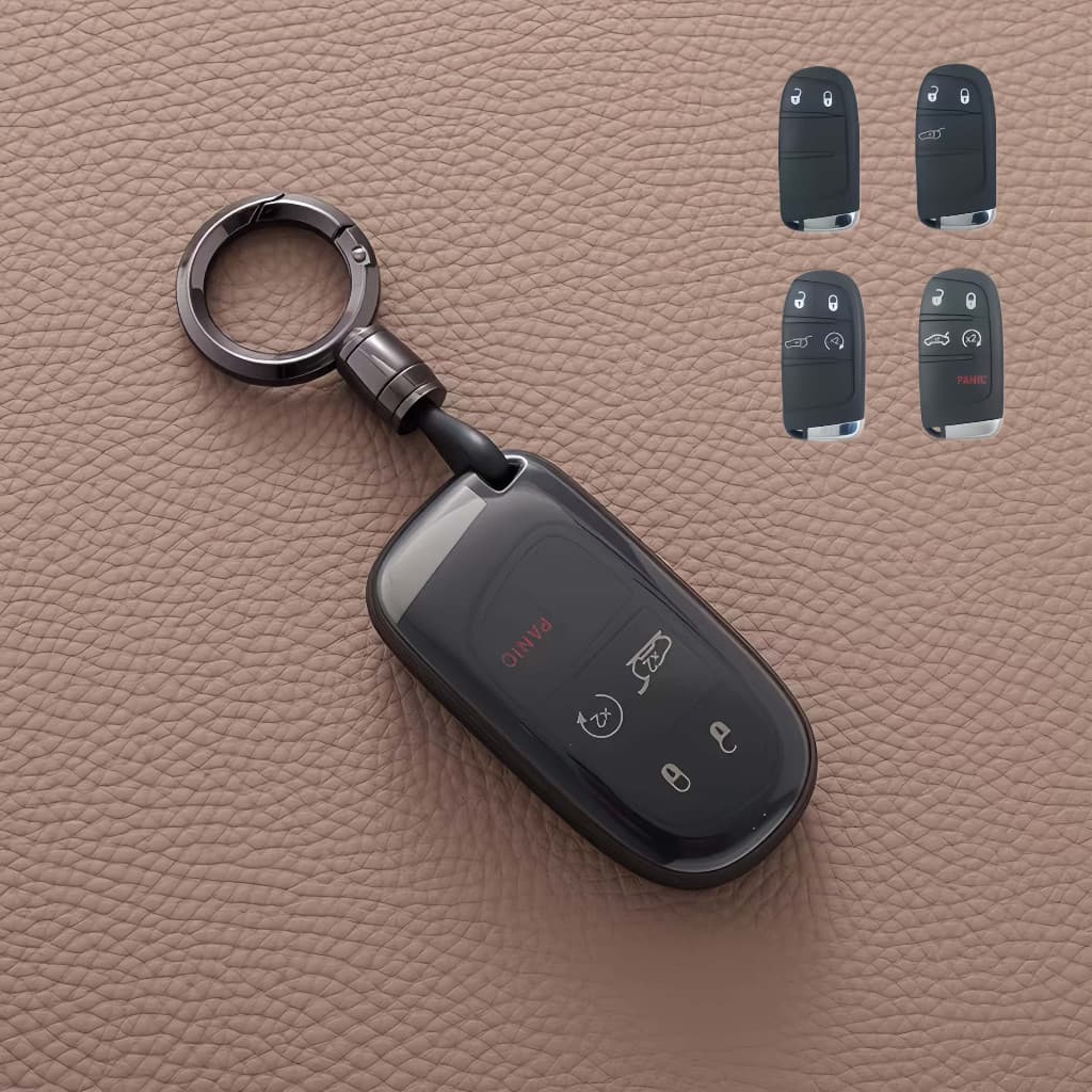 Capa Chave para Jeep Renegade Compass Commander TPU Brilhante com Chaveiro 5/4/3/2 Botões