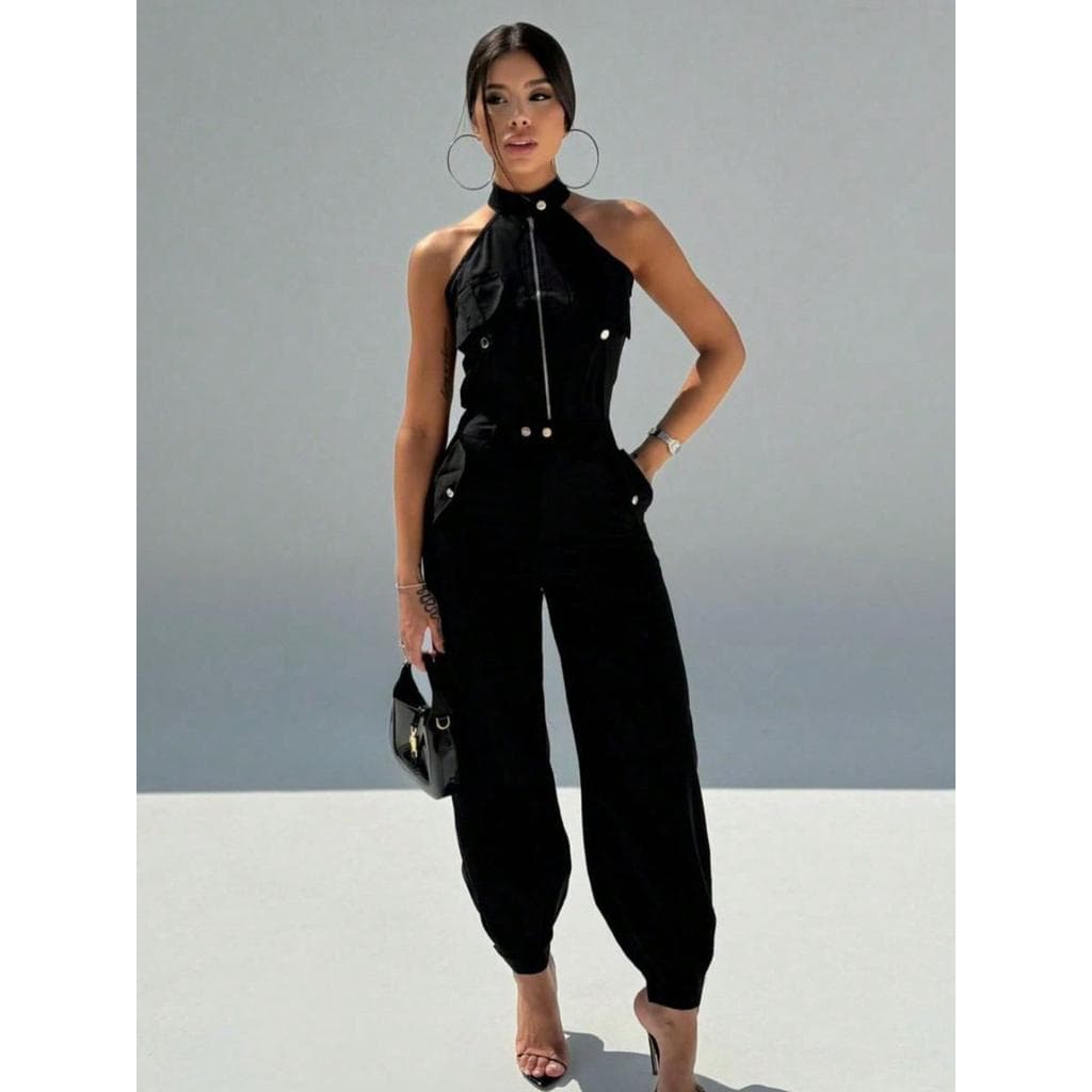 Conjunto feminino alfaiataria calça jogger e colete com ziper gola alta roupa social roupas para escritorio look moderno