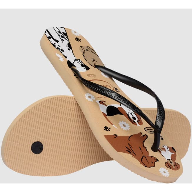Chinelo Havaianas Slim Pets Bege Adulto Feminino Leve Confortável