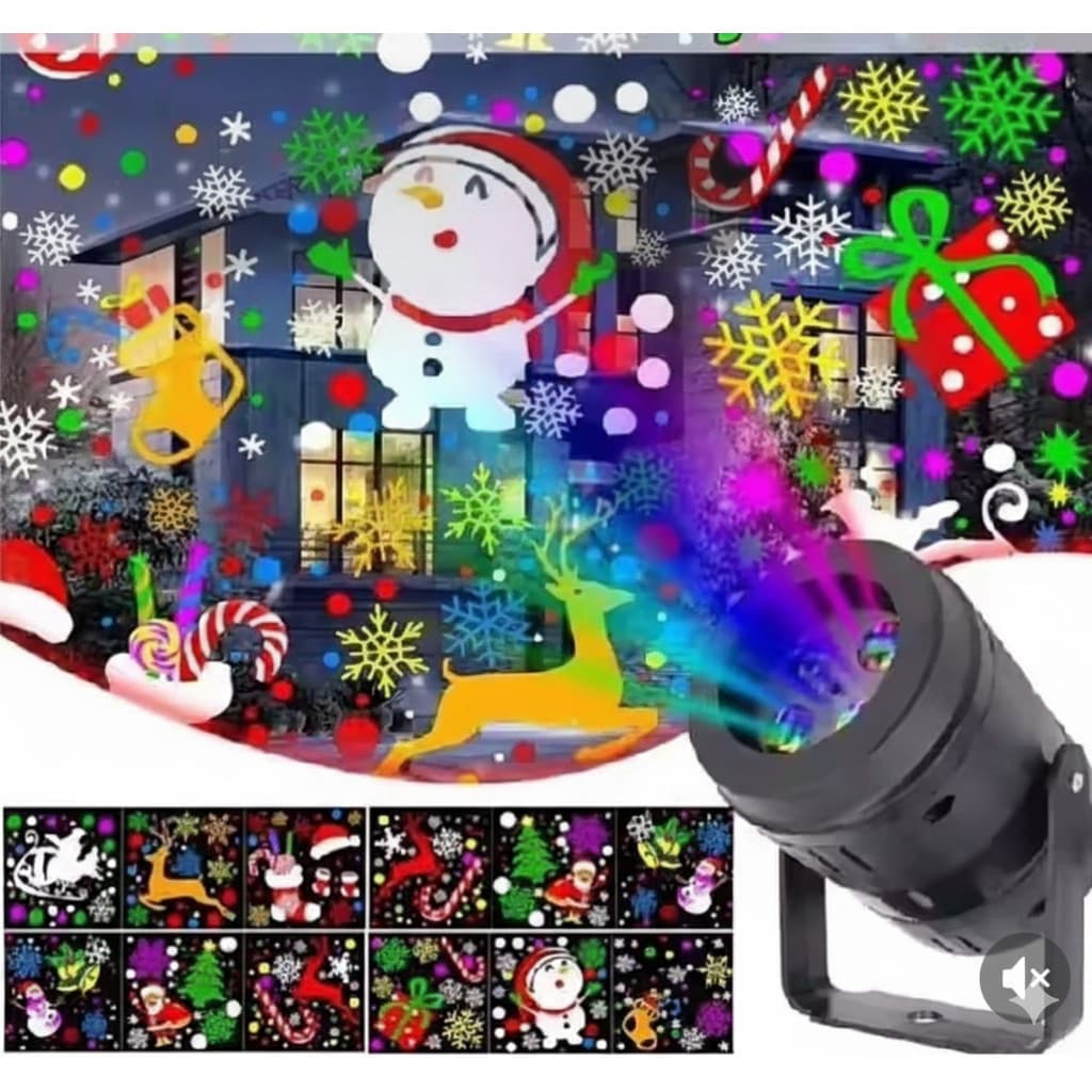 Projetor Natalino LED RGB Laser Bivolt – Luzes e Desenhos de Natal para Casa e Jardim