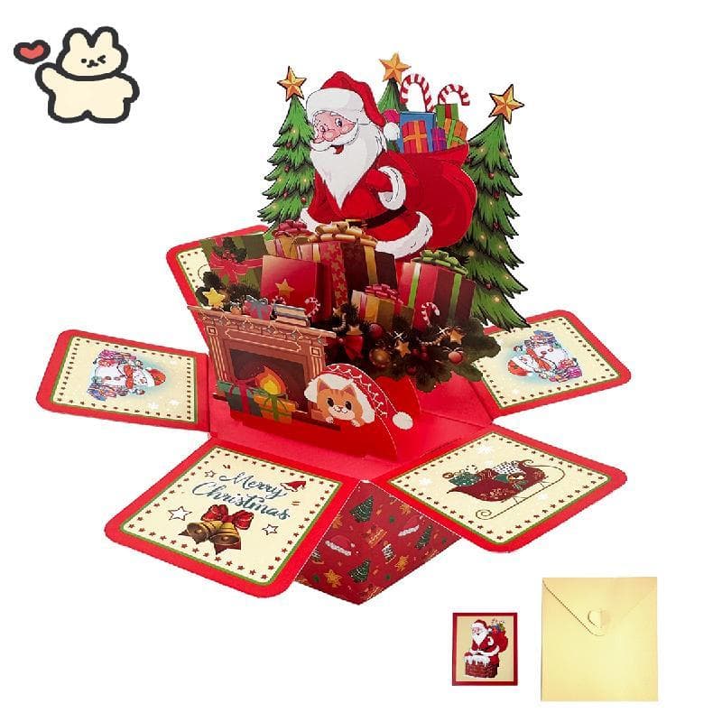 Cartão De Natal Pop-Up , De Decoração 3D Com Papai Noel E Árvore Presente