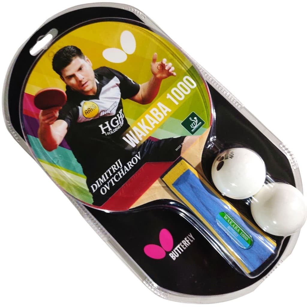Raquete Butterfly Ping Pong Clássica Wakaba 1000 + 2bolas