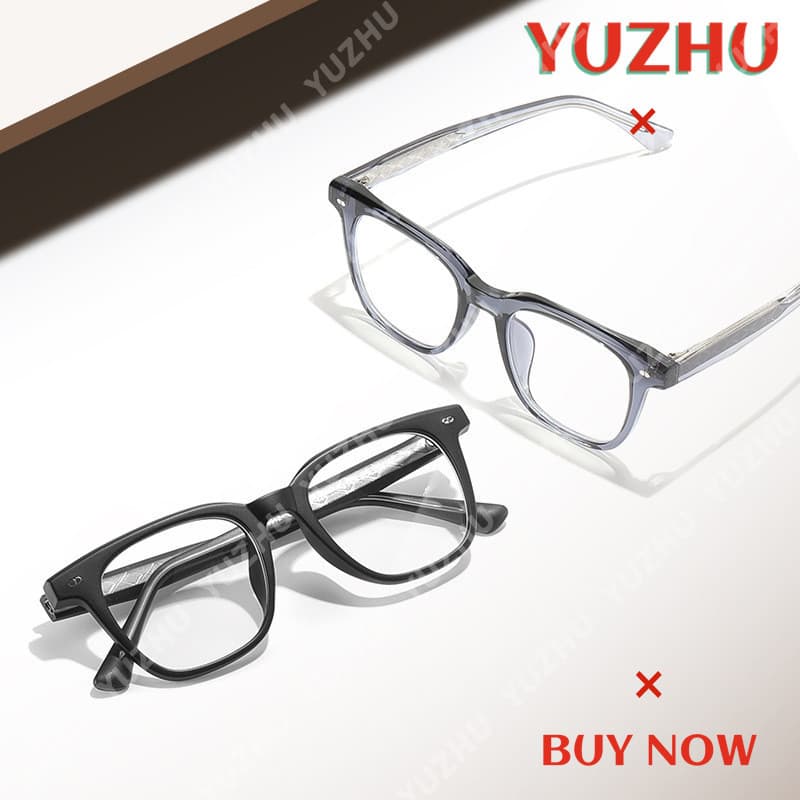 (YUZHU) Coreano Minimalista Arroz Prego TR90 Quadrado Retro Artístico Óculos Anti Luz Azul