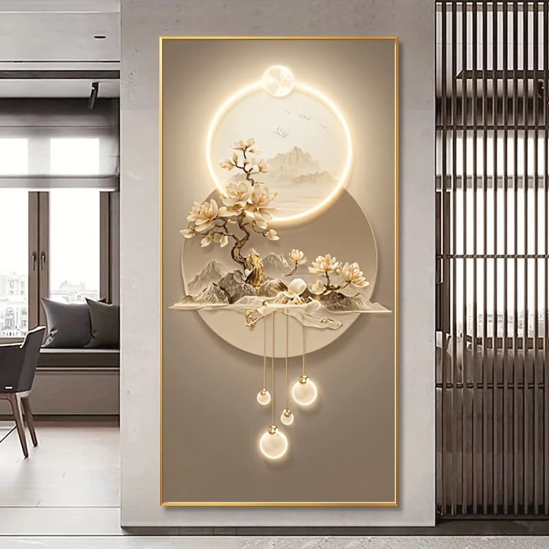 Quadro Decorativo paisagem de flores de montanha moderna, impressão em tela sem moldura