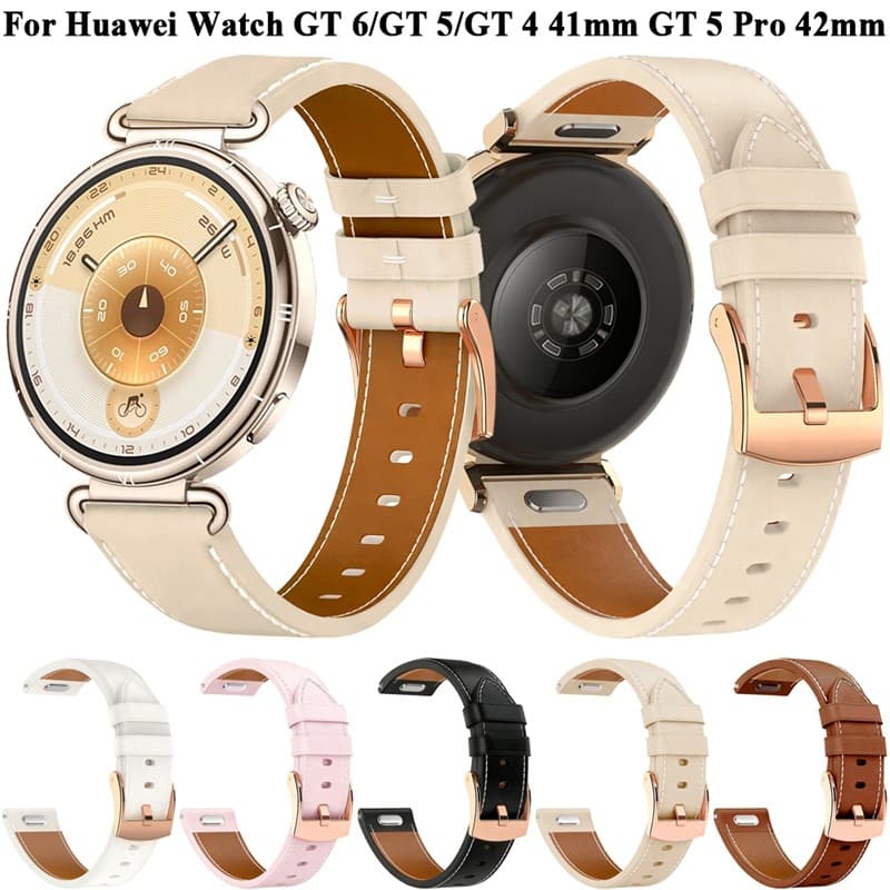 Pulseira de Couro de 18mm para Huawei Watch GT 6 5 Pro 42mm, Pulseira de Substituição para Mulheres GT6 GT4 GT5 41mm Wat