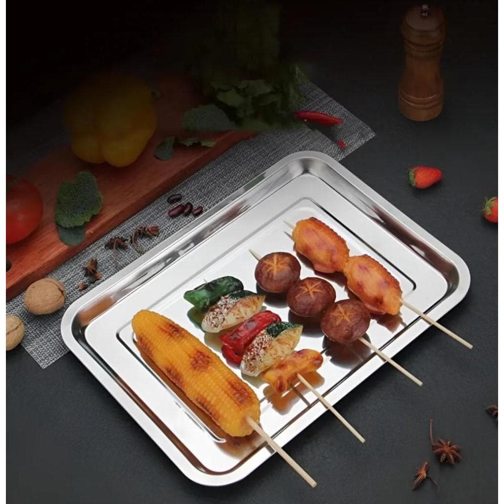 Bandeja Para Servir Retangular Grande 40x30 Rasa Para Festas Churrasco Café Multiuso