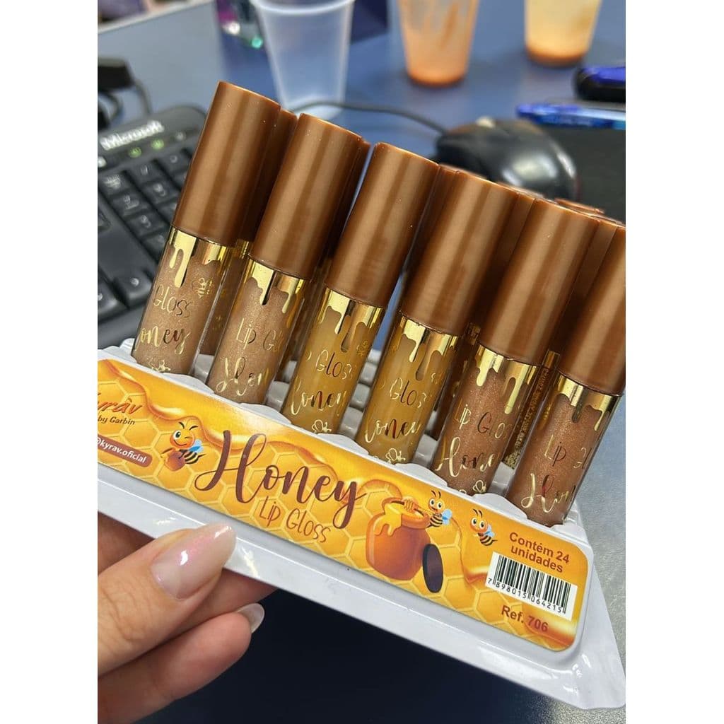Box Com 24 Hidratante Labial Gloss Honey Brilho de Mel Hidratação e brilho  Kyráv