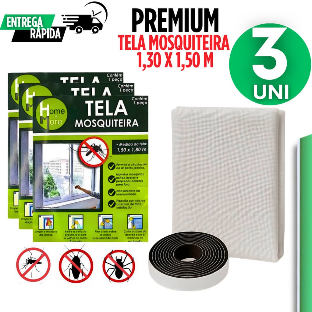 Tela Mosquiteiro Para Janela 1,3x1,5m Com Velcr Anti-inseto Mosquito Janela Autocolante Pernilongo