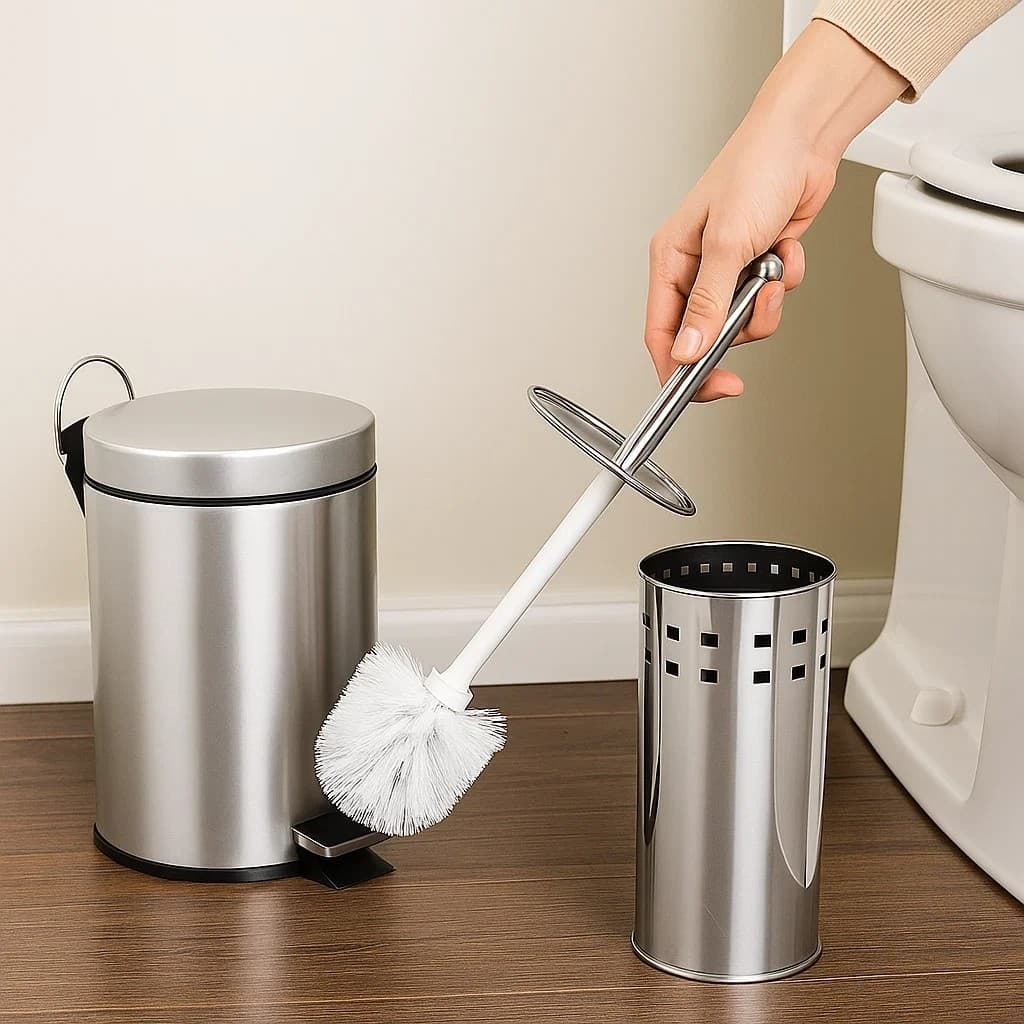 Lixeiras Inox Redonda Pedal ou com Escova de Sanitária Vaso 12L 5L 3L Cozinha Banheiro Varanda Lojas