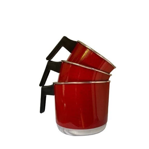 Kit 3 Leiteiras Canecão Fervedor Alumínio Reforçado vermelho – Resistência Estilo e Praticidade para sua Cozinha