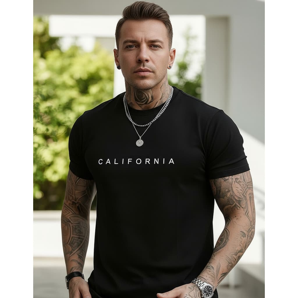 Camiseta Masculina California Basíca Streetwear Em Algodão.