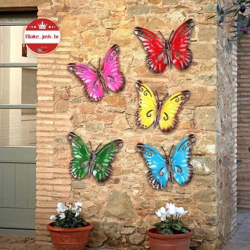 3D Metal Borboleta Quintal Decoração Oco Para Fora Jardim Grande Decorativo Arte Da Parede Cerca Escultura Ornamento Col
