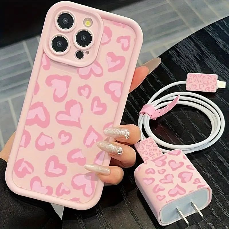 Capinha Capa de Silicone Padrão de coração Anti queda para IPhone XR 11 12 13 14 15 16 17 Pro MAX 14 15 16 Plus